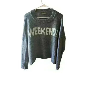 WoodenShips blue Gray Crewneck Wool  Knit sz s/m Long Sleeve Preppy Comfy Casual